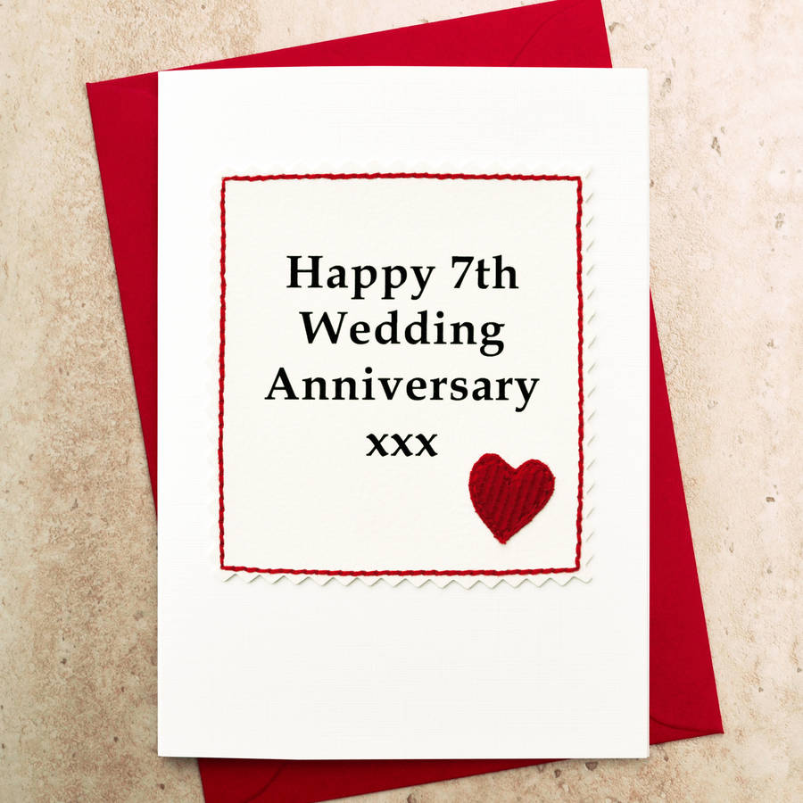 Handmade 7th Wedding Anniversary Card By Jenny Arnott Cards & Gifts 7 Month Anniversary Wishes For Boyfriend