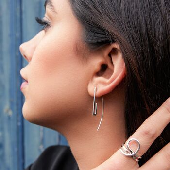 Minimalist Angular Drop Sterling Silver Earring, 3 of 6