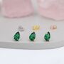 Sterling Silver Emerald Green Droplet Stud Earrings, thumbnail 2 of 12