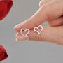 Solid Silver Simply Heart Outline Stud Earrings, thumbnail 1 of 4