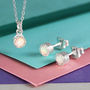 Opal October Birthstone Sterling Silver Jewellery Set, thumbnail 1 of 2