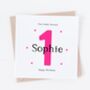 Personalised Girls Age Number Birthday Card, thumbnail 2 of 3