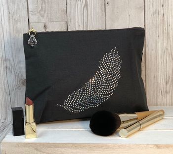 Feather Sparkly Make Up Bag, 3 of 4