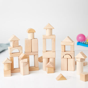 50pc Neutral Wooden Building Blocks, 3 of 4
