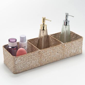 Three Sections Woven Storage Basket Seagrass Basket, 4 of 8