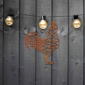 Rusty Geometric Cockerel Art: Metal Farm Decor, 11 of 11