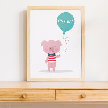 Colourful Personalised Cute Pig Print For Children, 3 of 6