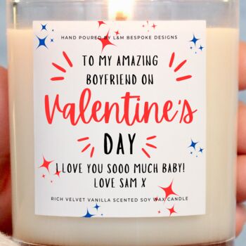 Boyfriend Valentine's Day Gift Personalised Candle, 4 of 5