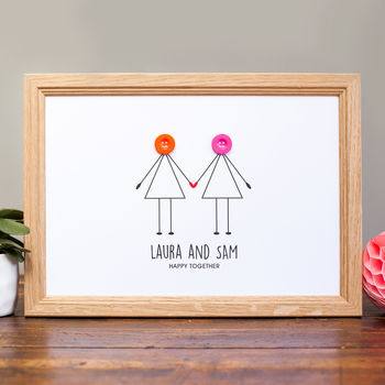 Personalised Happy Couple Button Print, 2 of 2