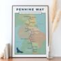 Personalised Pennine Way Art Print With Map, thumbnail 2 of 10