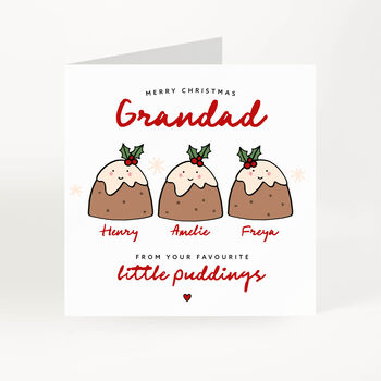 Personalised Christmas Card For Grandad Little Pudding Design, 3 of 7