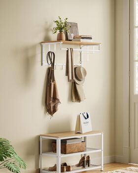 Wall Mounted Coat Rack With Shelf And Five Hooks, 2 of 12