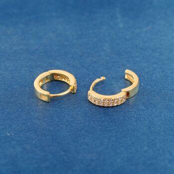 Gold Sparkly Cz Stone Hoops, Gold Huggie Hoops, Small Hoops, 5 of 6