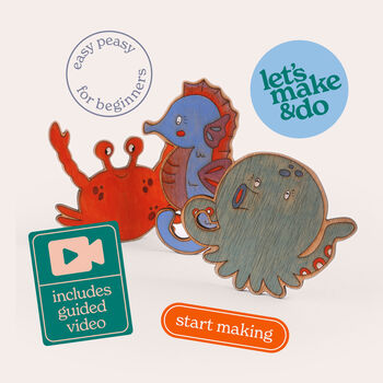 Paint Your Own Wooden Sea Creatures Diy Craft Kit For Kids, 2 of 9