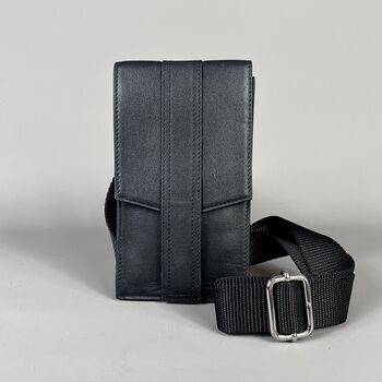 Black Leather Mini Cross Body Phone Bag, 6 of 10