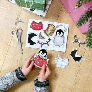 Dress Up A Penguin Christmas Card, 2 of 12