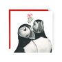 Puffins Under The Mistletoe Christmas Card, thumbnail 1 of 4
