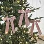 Pink Velvet Christmas Tree Bow Decorations X Six, thumbnail 1 of 4