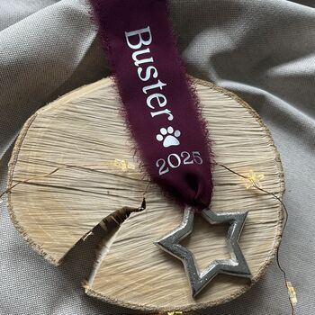Personalised Remembrance For Cat Christmas Star Decoration, 3 of 3