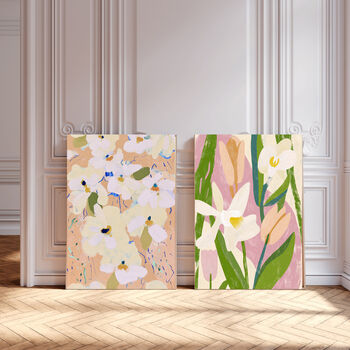 Set Of Two Floral Pastel Flower Art Prints, 2 of 4