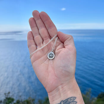 Travel Safe Compass St Christopher Silver Necklace, 3 of 12