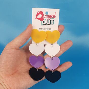 Giant Non Binary Pride Acrylic Earrings, 2 of 2