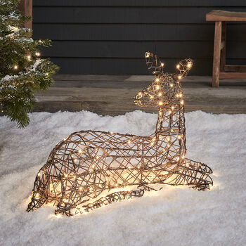 Studley Rattan Resting Doe Light Up Reindeer, 2 of 2