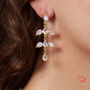Moonstone Leaf Shaped 18k Gold And Silver Studs, thumbnail 1 of 11