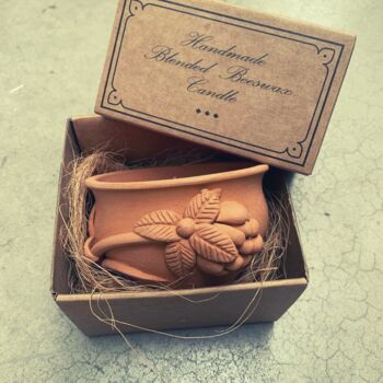 Terracotta Rose Clay Pot Candles Handmade Box Of Four, 3 of 4