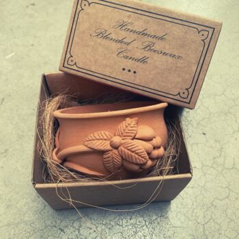 Terracotta Rose Clay Pot Candles Handmade Box Of Four, 4 of 6