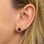 Gold Plated Sterling Silver January Garnet Birthstone Stud Earrings, thumbnail 2 of 4