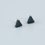 Sterling Silver Black Triangle Stud Earrings, thumbnail 1 of 4