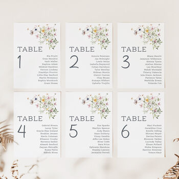 Wildflower Wedding Table Plan Cards, 2 of 7