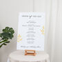 Gold Leaves Order Of The Day Wedding Sign, thumbnail 1 of 3
