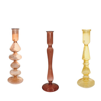 Mixed Set Of Six Handmade Glass Candlestick Holders, 4 of 5