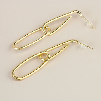 Minimalist Oval Dangle Stud Earrings, 3 of 4