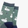 Swans Swimming Women's Bamboo Ankle Socks Sage Green, thumbnail 2 of 4