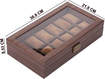 Multiple Slots Watches Box With Real Glass Topped, 9 of 11