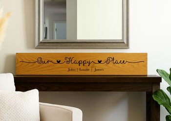 Personalised Wooden Plaque Family Sign Our Happy Place, 8 of 10