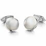 Solid Silver Cufflinks – Pearl | Groom's Party Wedding Gift, thumbnail 1 of 6