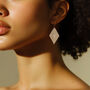 Cream And Pearlescent Taupe Diamond Shaped Earrings, thumbnail 2 of 6