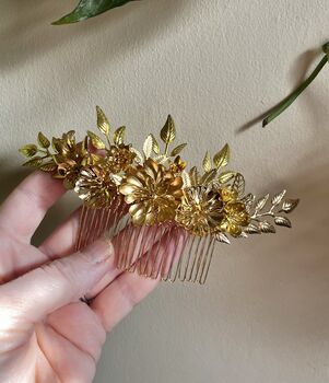 The Flora Veil Comb Leaf Flower Dramatic Hair Accessory Bridal, 2 of 8