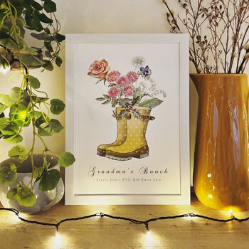 Welly Boot Birth Flower Family Print, 5 of 5