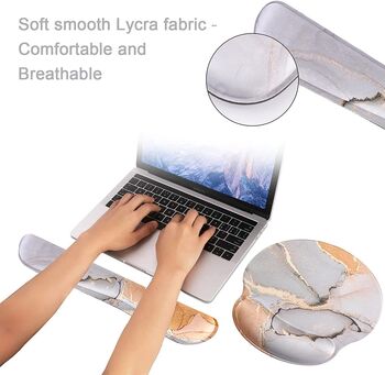 Tan Marble Keyboard And Mouse Wrist Rest Pad Set, 4 of 6