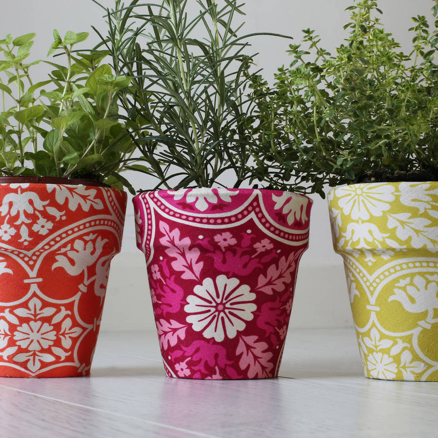 Tile Fabric Covered Plant Pots By Deja Ooh | notonthehighstreet.com