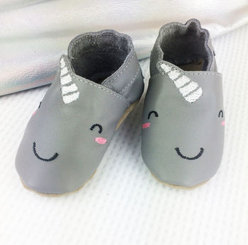 Personalised Narwhal Baby Shoes, 2 of 5