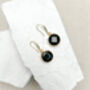 Agate Round Black Earrings Real 18k Gold Plated, thumbnail 1 of 3
