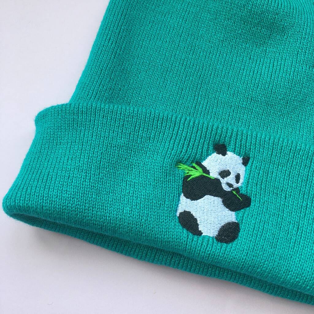 Panda Bear Embroidered Beanie Hat, 1 of 3
