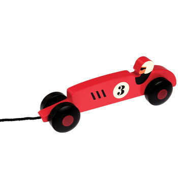 Red Or Blue Vintage Racing Car Pull Toy, 3 of 5