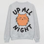 Up All Night Men's Cat Slogan Sweatshirt, thumbnail 5 of 6
